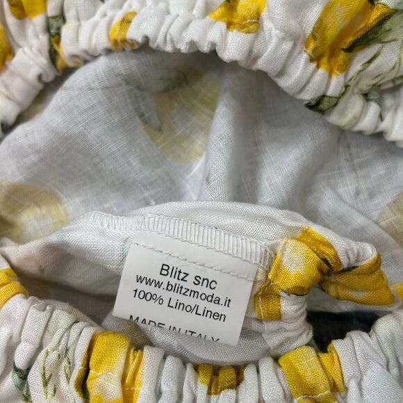 Palo Borracho Crop Top Womens Small Yellow White Lemon Linen Off the Shoulder - Picture 8 of 14